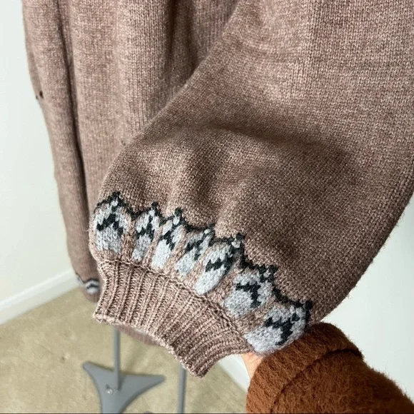 New Max edition Fair Isle Intarsia knit long Cardigan sweater Size Large NEW - Picture 5 of 9